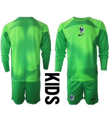 Maillot de foot France Gardien de but Extérieur enfant Monde 2022 Manche Longue (+ pantalon court)